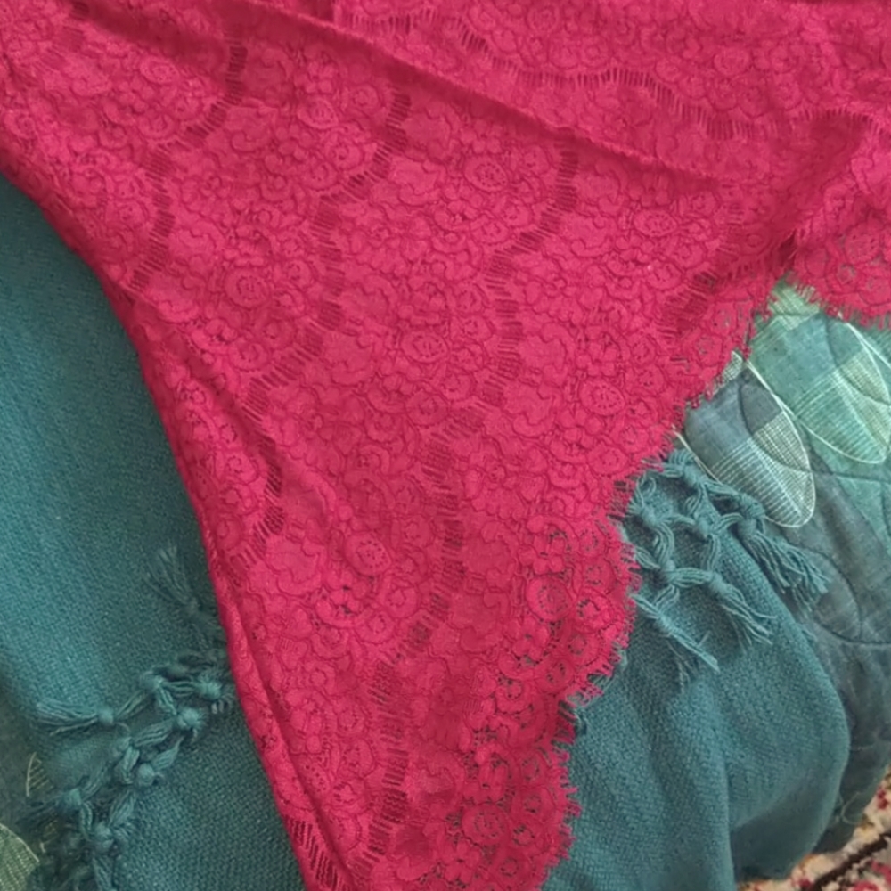 NWT NY&C Magenta Bell-sleeve Lace Blouse Sz M